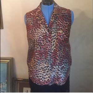 Planet Silk Cheetah Print Sleeveless Blouse